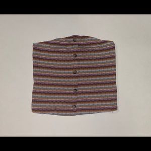 Striped button up bandeau top